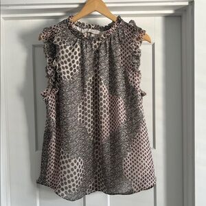 LOFT Mixed Pattern Ruffle Sleeve Blouse - 161